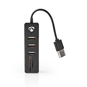 USB-hub | 3-Port | USB 2.0 | USB-Strøm | SD & MicroSD / 3x USB