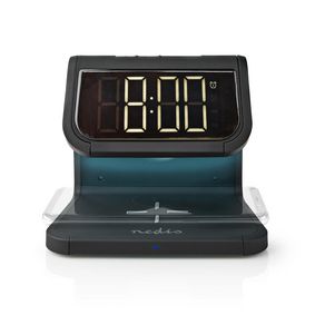 Reloj Despertador con carga inalámbrica | Certificación Qi | 5 / 7.5 / 10 W | USB-A Hembra | Luz Nocturna | Alarma 2 Tiempos | función de repetición