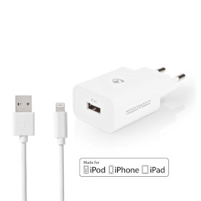 Wall Charger | 1x 2.4 A | Number of outputs: 1 | USB-A | Lightning 8-Pin (Loose) Cable | 1.00 m | 12 W | Single Voltage Output