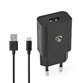Cargador de pared | 5 W | Funcion de carga rápda | 1.0 A A | Número de salidas: 1 | USB-A | Micro USB (suelto) Cable | 1.00 m | Single Voltage Output