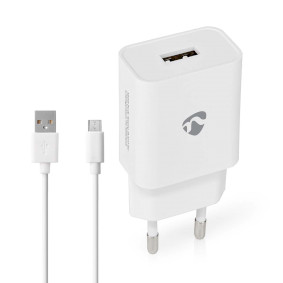 Vægoplader | 12 W | Hurtigopladningsfunktion | 2.4 A | Antal output: 1 | USB-A | Micro USB (Loose) kabel | 1.00 m | Single Voltage Output