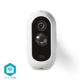 SmartLife Camera voor Buiten | Wi-Fi | Full HD 1080p | IP65 | Max. batterijduur: 6 Maanden | Cloud Opslag (optioneel) / microSD (niet inbegrepen) | 5 V DC | Met bewegingssensor | Nachtzicht | Wit