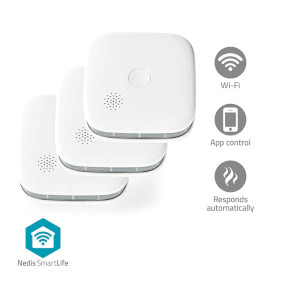 SmartLife Smoke Detector | Wi-Fi | Battery Powered | Sensor life cycle: 10 year | EN 14604 | Max. battery life: 24 Months | 85 dB | White | 3 pcs