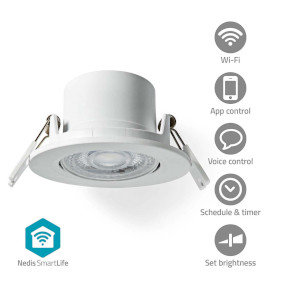 SmartLife Plafondlamp | Wi-Fi | Warm tot Koel Wit | Rond | Diameter: 52 mm | 360 lm | 2700 - 6500 K | IP20 | Energieklasse: F | Android™ / IOS