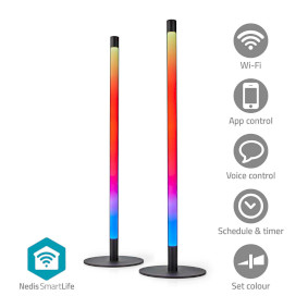 SmartLife Mood Light | Wi-Fi | Tube | 600 lm | RGBIC / Warm to Cool White | 2700 - 6500 K | 36 W | Metal | 2 pcs