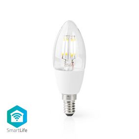 SmartLife LED glødepære | Wi-Fi | E14 | 400 lm | 5 W | Varm Hvid | 2700 K | Glas | Android™ / IOS | Stearinlys