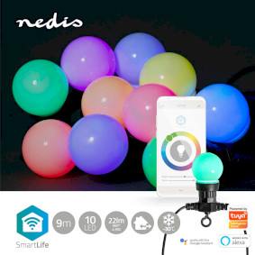 SmartLife Christmas Lights, Party Lights, Wi-Fi, RGB, 10 LED's, 9.00 m, Android™ / IOS