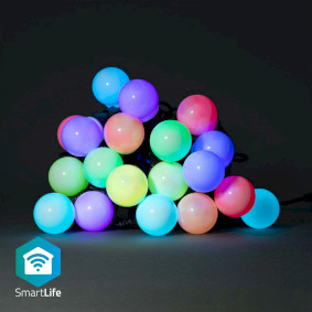 Lumières de Noël SmartLife | Feux de la fête | Wi-Fi | RGB | 20 LED's | 10 m | Android™ / IOS | Diamètre de l'ampoule: 50 mm