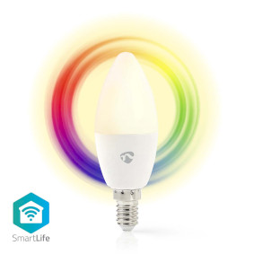 SmartLife RGB Lamppu | Wi-Fi | E14 | 470 lm | 4.9 W | RGB / Warm to Cool White | 2700 - 6500 K | Android™ / IOS | Kynttilä