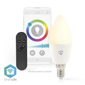 Airam SmartHome WiFi LED bulb C35, E14 4,5W 470lm 2700-6500K, clear