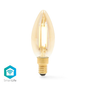 SmartLife LED Filamenttilamppu | Wi-Fi | E14 | 470 lm | 4.9 W | Lämmin Valkoinen | 1800 - 3000 K | Lasi | Android™ / IOS | Kynttilä