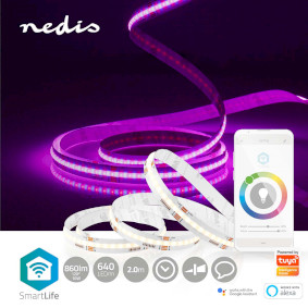 NEDIS WIFILX01W100, SmartLife Dekorative LED, Schnur, Wi-Fi, Warmweiss, 100 LEDs, 10.0 m