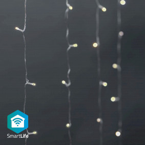 SmartLife Dekorativ LED | Gardin | Wi-Fi | Varm til kølig hvid | 200 LED's | 3 m | Android™ / IOS
