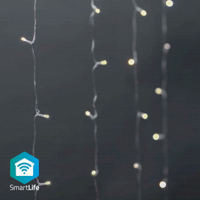 SmartLife Julelys | Gardin | Wi-Fi | Varm til avkjølt hvitt | 200 LED's | 3 m | Android™ / IOS