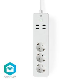SmartLife Power Strip | Wi-Fi | 3x Jordet kontakt (CEE 7/3) / 4 x USB | 16 A | 3680 W | Strømkabel lengde: 1.8 m | -10 - 40 °C | Android™ / IOS | Hvit