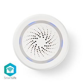 Sirena SmartLife | Wi-Fi | Alimentado por la red | 8 Sonidos | 85 dB | Android™ / IOS | Blanco