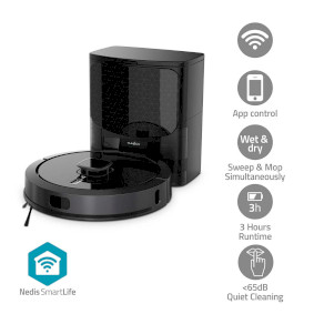 SmartLife Robot Aspirador | Navegación por láser | Wi-Fi | Capacidad del depósito Colección: 0.6 l | Carga automática | Tiempo máximo de funcionamiento: 180 min | Negro | Android™ / IOS