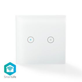 SmartLife nástěnný vypínač | Wi-Fi | Dvojitý | Nástěnný Držák | 1000 W | Android™ / IOS | Sklo | Bílá