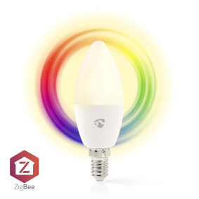 SmartLife Színes izzó | Zigbee 3.0 | E14 | 470 lm | 4.9 W | Meleg és lehűlni fehér / RGB | 2200 - 6500 K | Android™ / IOS | Gyertya | 1 db