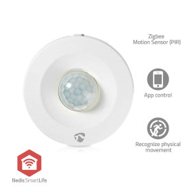 SmartLife pohybový senzor | Zigbee 3.0 | Napájení z baterie | IP20 | Úhel detektoru: 120 ° | Rozsah detektoru: 5 m | Max. životnost baterie: 12 měsíce | Android™ / IOS | Bílá