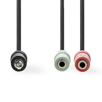 Headphone Audio Cable | 3.5 mm Male - 2x 3.5 mm Female | 0.2 m | Black