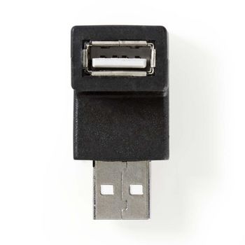 Adattatore USB 2.0 | A maschio - A femmina | Con angolo a 90° | Nero