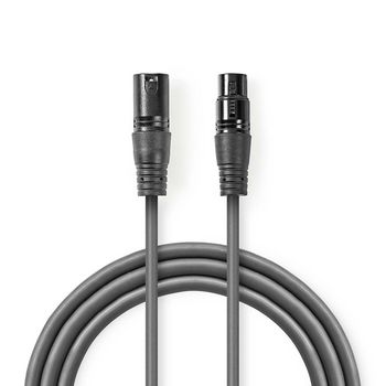  110 Ohm Digital DMX Cable | Male to 3 Pin XLR - Female to 3 Pin XLR | 3.0 m | Gray 