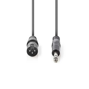  Balanced XLR Audio Cable | Male to 3 Pin XLR - Male to 6.35 mm | 3.0 m | Gray 