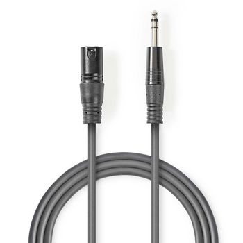  Balanced XLR Audio Cable | Male to 3 Pin XLR - Male 6.35 mm | 3.0 m | Gray 