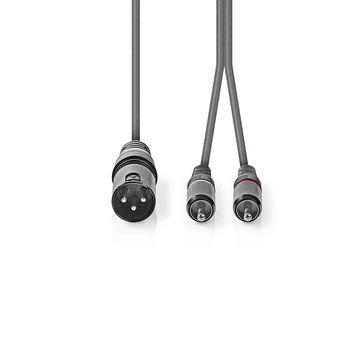  XLR Audio Cable | Male to 3 Pin XLR - 2 x RCA Male | 1.5 m | Gray 