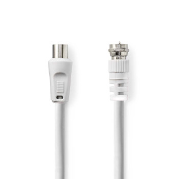 Satellite and antenna cable | F male - IEC (coaxial) male | 1.5m | White