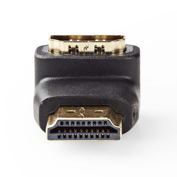 Adattatore HDMI | Connettore HDMI - HDMI femmina | Con angolo a 90° | Nero
