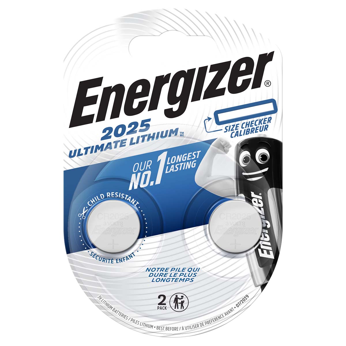 ENERGIZER blister Pack of 2 CR2025 batteries