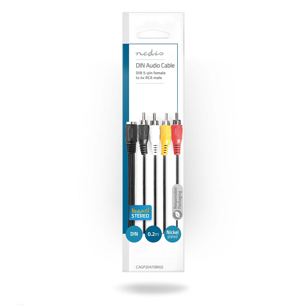 DIN Audio Cable | DIN 5-Pin Female | 4x RCA Male | Nickel Plated | 0.20 ...