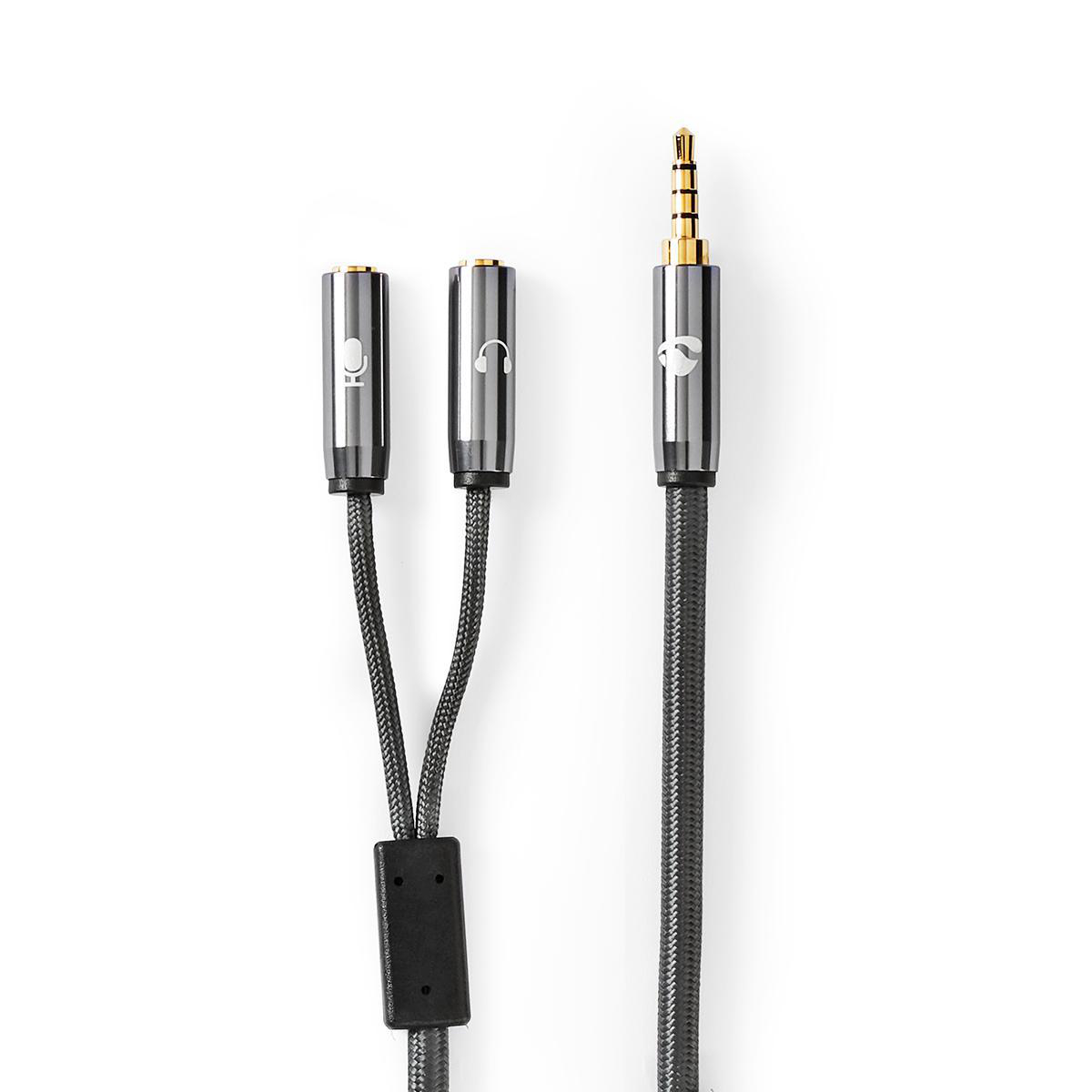 Stereo Audio Cable Mm Male X Mm Female Gold Plated M Round Grey Gun