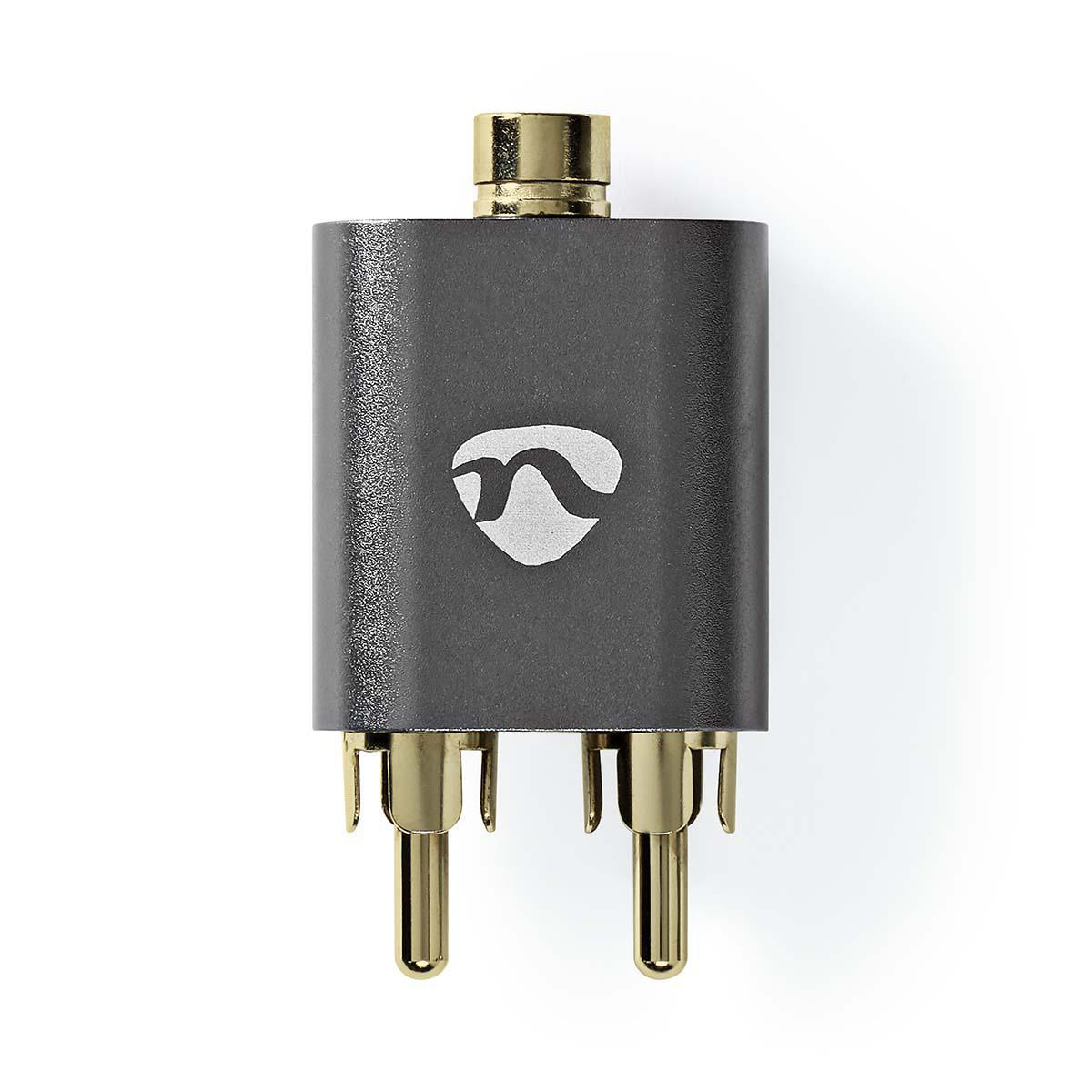 Stereo Audio Adapter, 2x RCA Male, 3.5 mm Female, Gold Plated