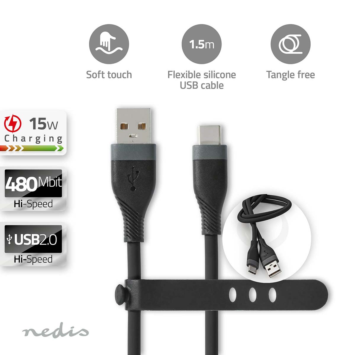 USB Cable | USB 2.0 | USB-A Male | USB-C™ Male | 15