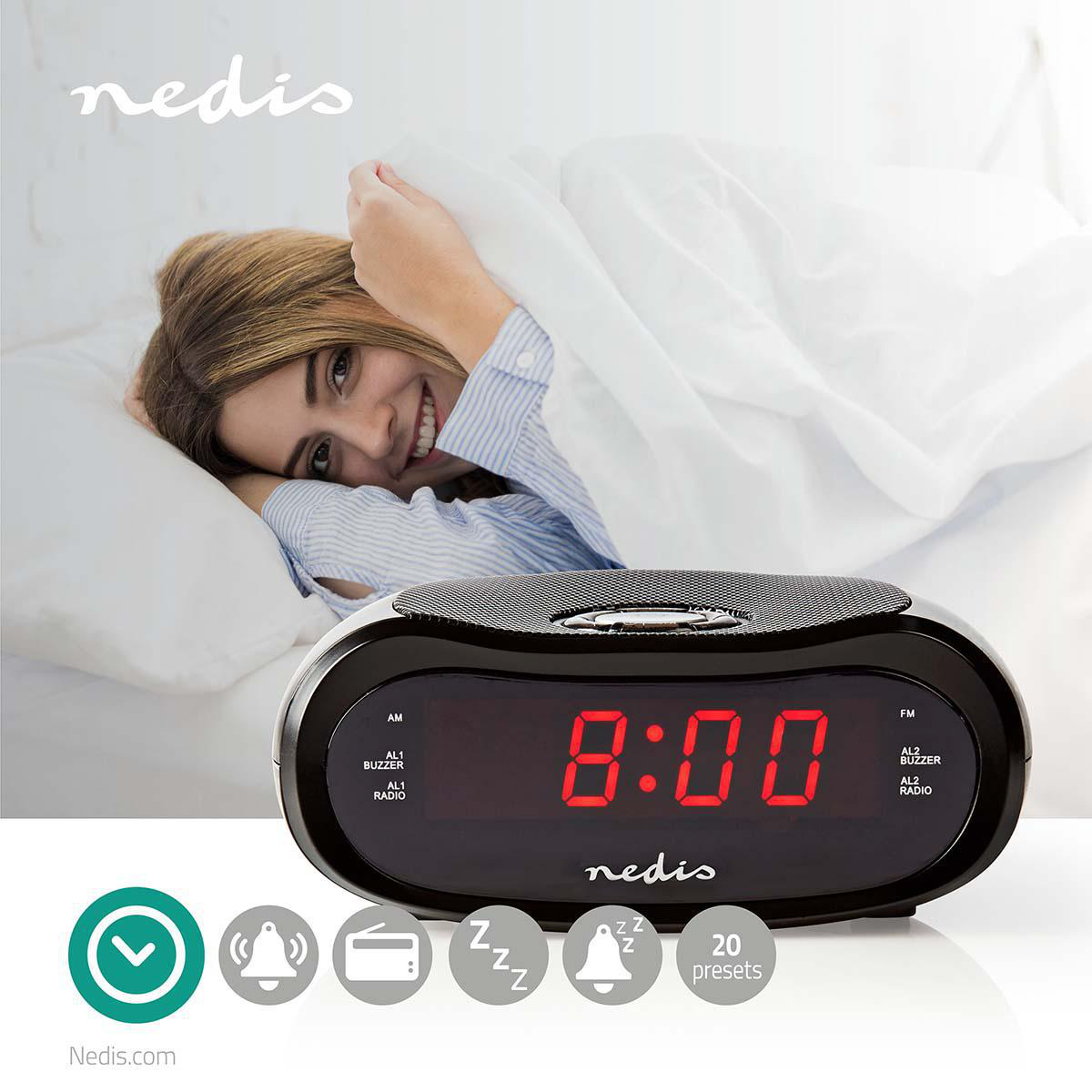 Details about   Large LED Display Digital Alarm Clock Radio FM Radio Sleep Timer Alarm Clock 