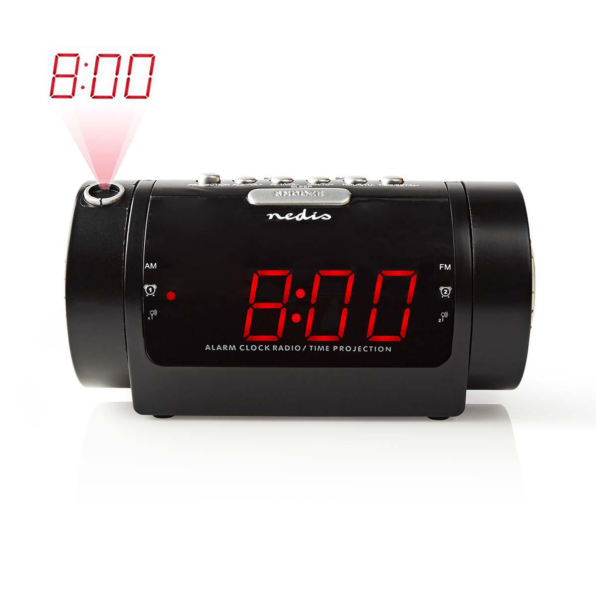 Funk Radiowecker mit Projektion LED USB FM Digital Dimmbar Tischuhr Alarm DHL