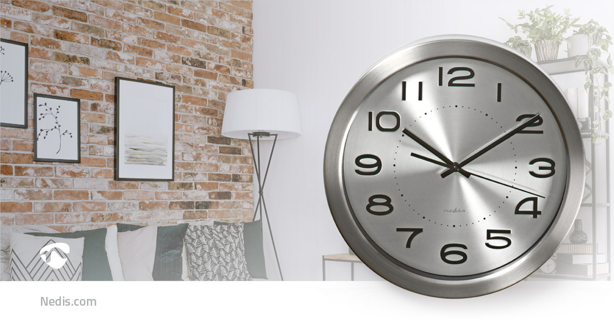 Nedis Circular Wall Clock 30cm Diameter White & Rose Gold CLWA013PC30RE 