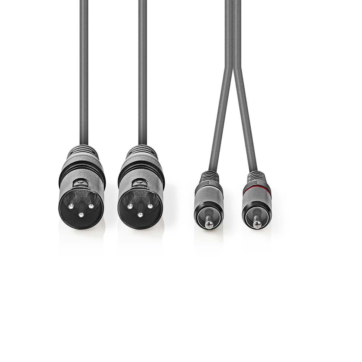 Balanceret Audio kabel | 2x XLR 3-Pin Hanstik | 2x RCA Hanstik .