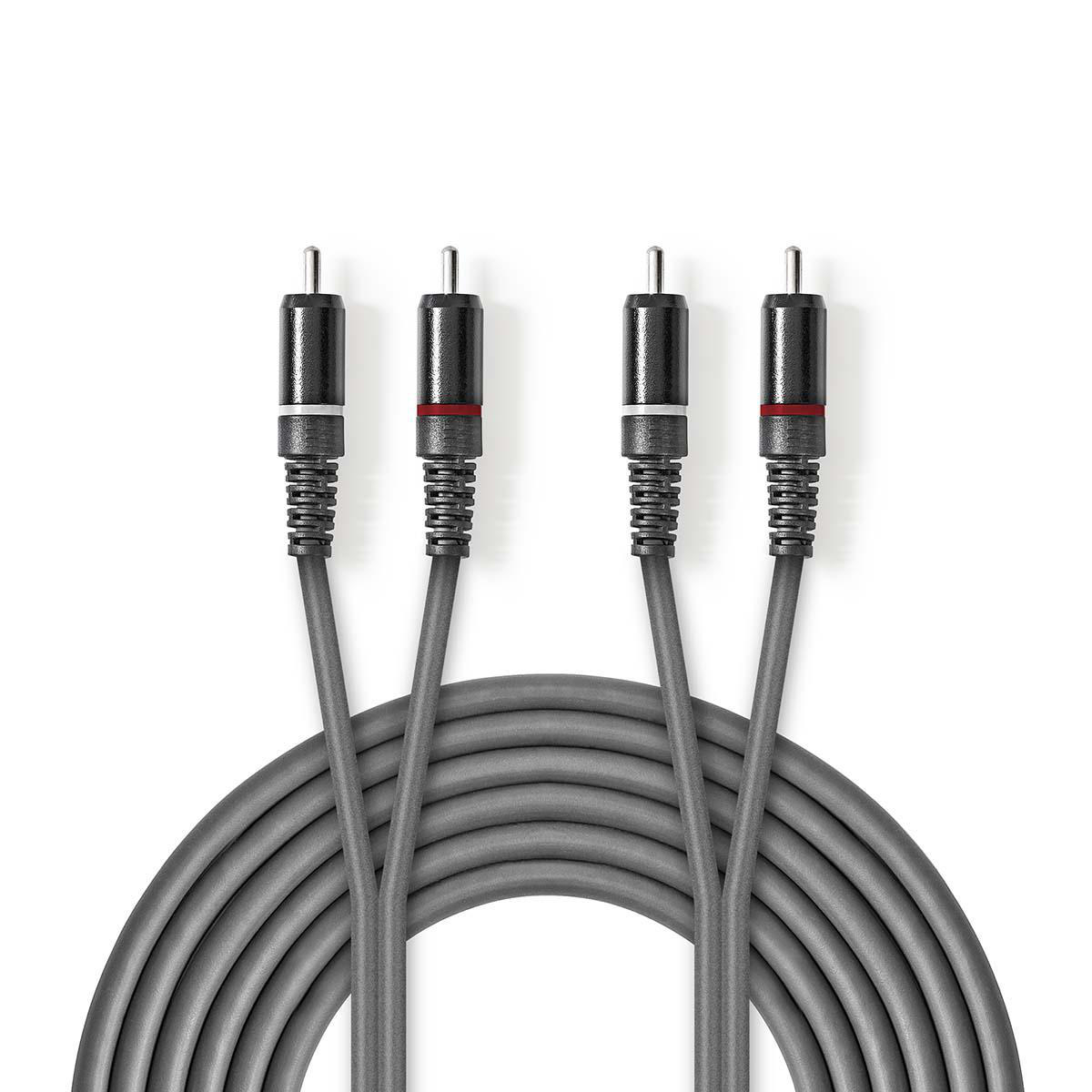 Stereo Audio Cable | 2x RCA Male | 2x RCA Male | Nickel Plated | 1.50 m ...