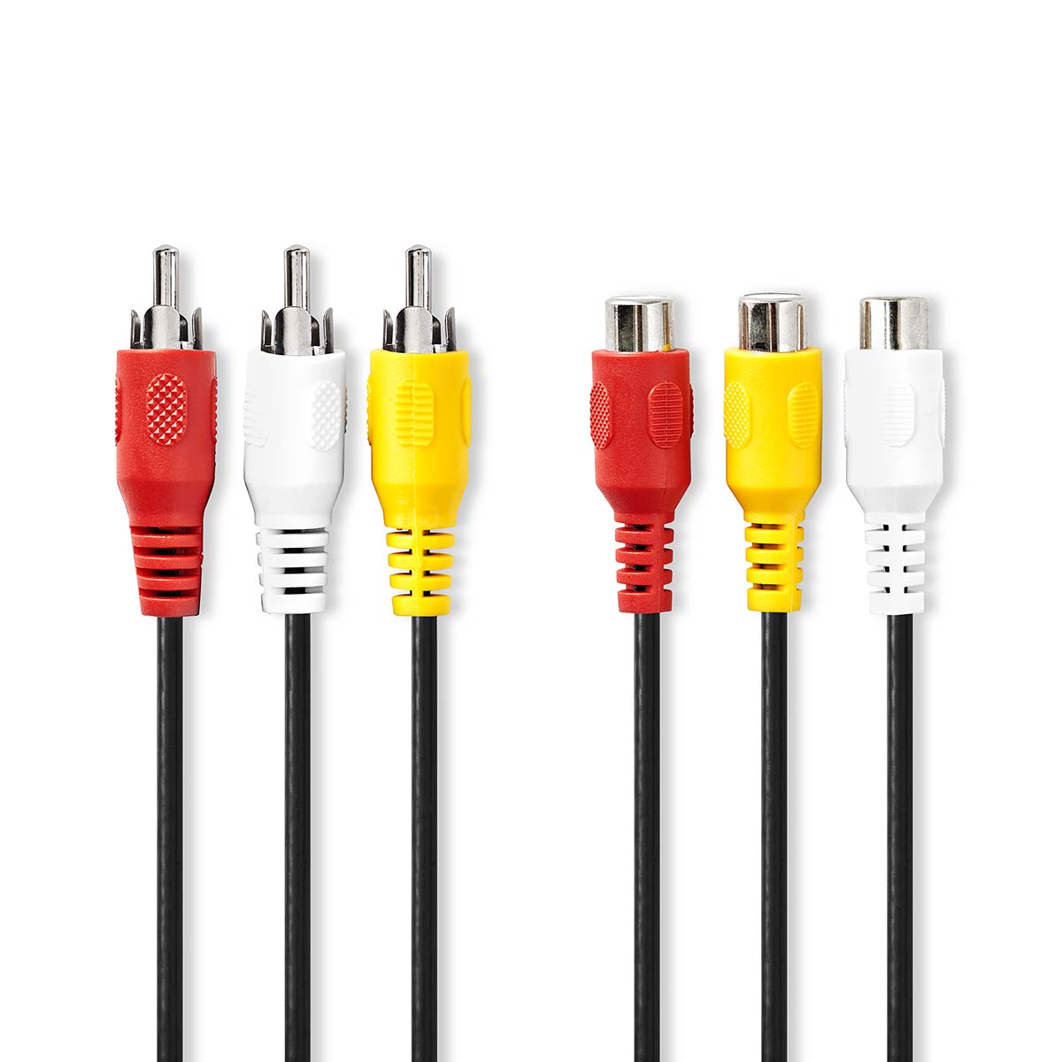 Composite Video Cable | 3x RCA Male | 3x RCA Female | Nickel Plated .