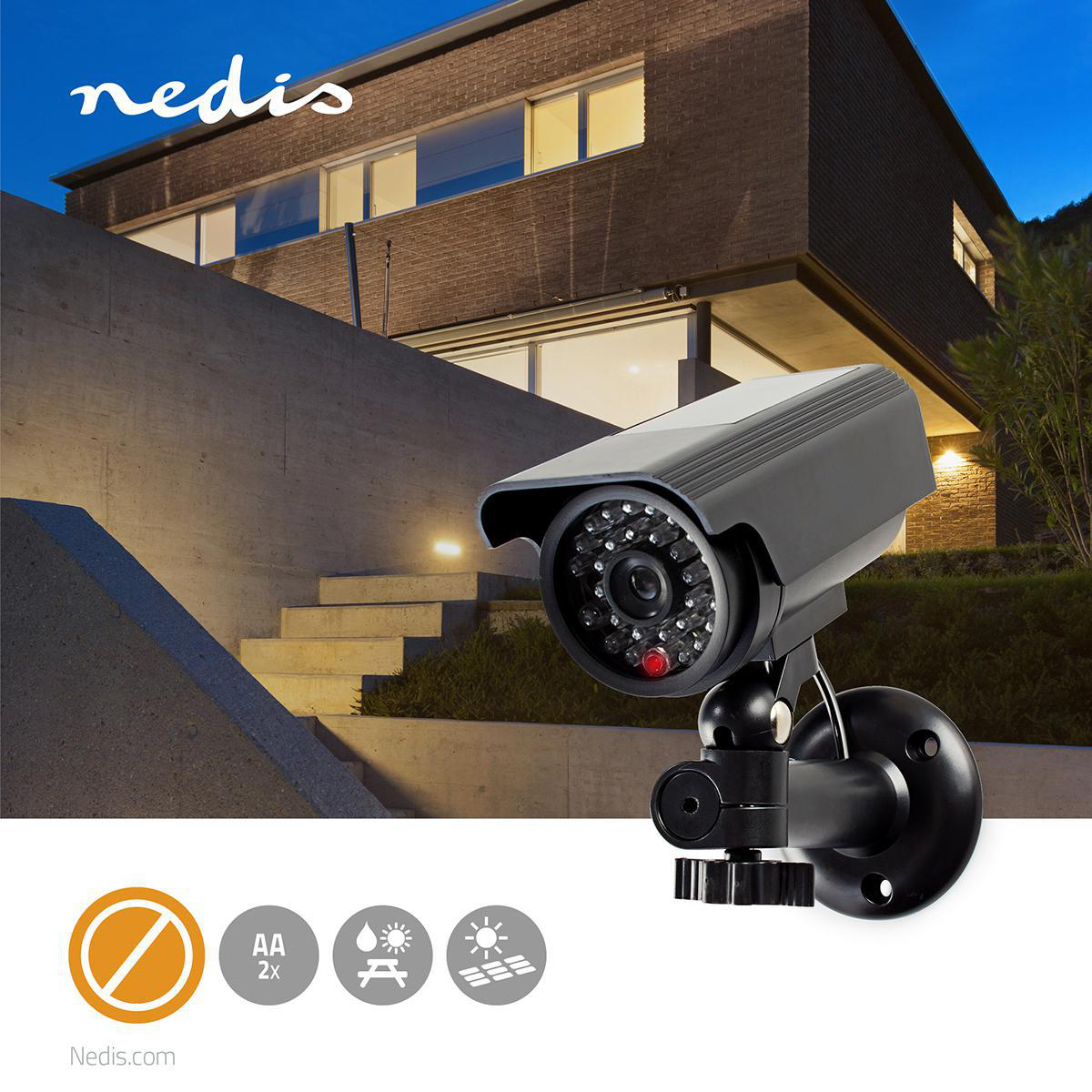 Nedis Dummy-Überwachungskamera Bullet IP44 Schwarz 