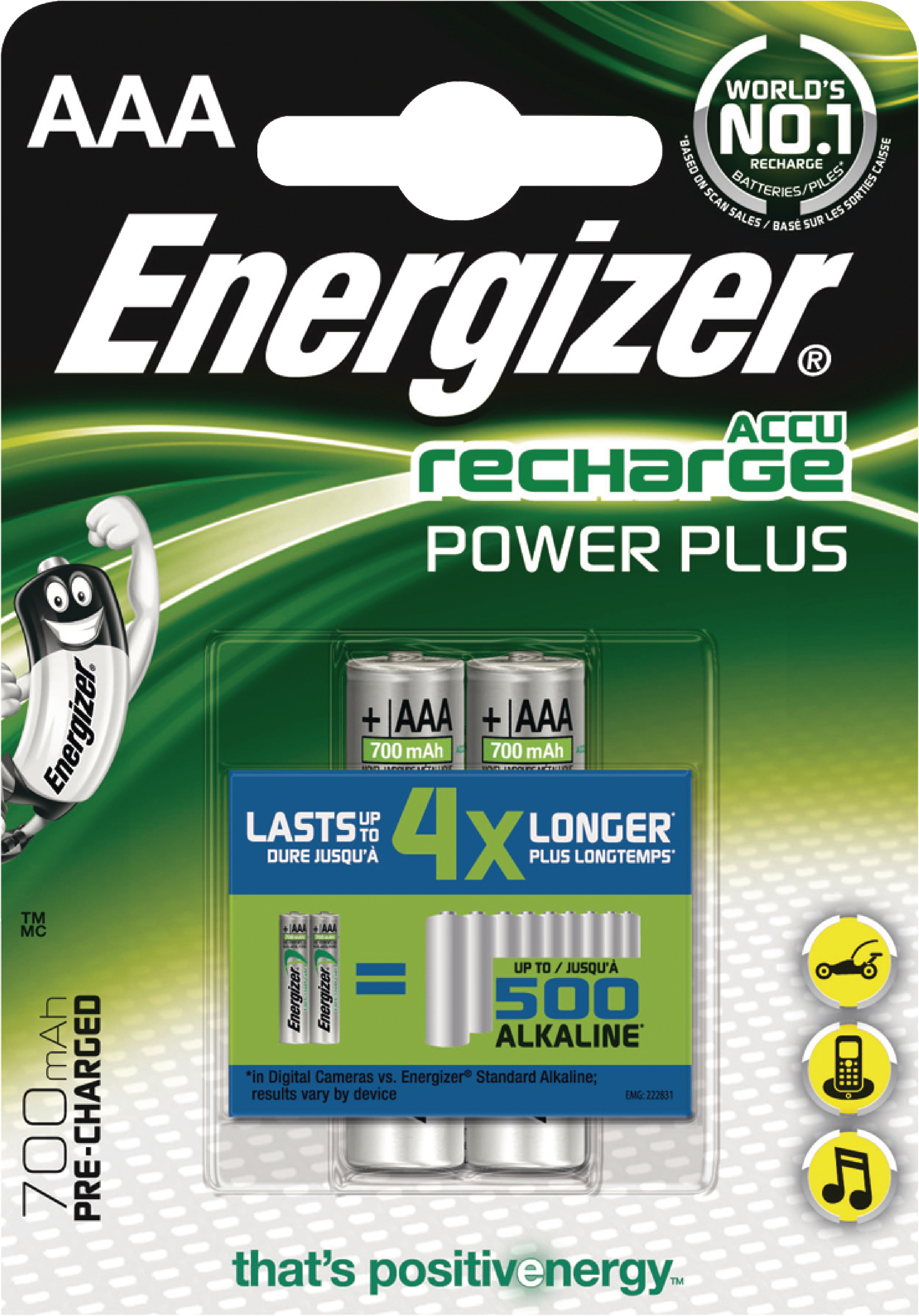 12 x Energizer 700mAh Power Plus NiMh Akku Accu AAA Micro HR03 1,2V Telefon 