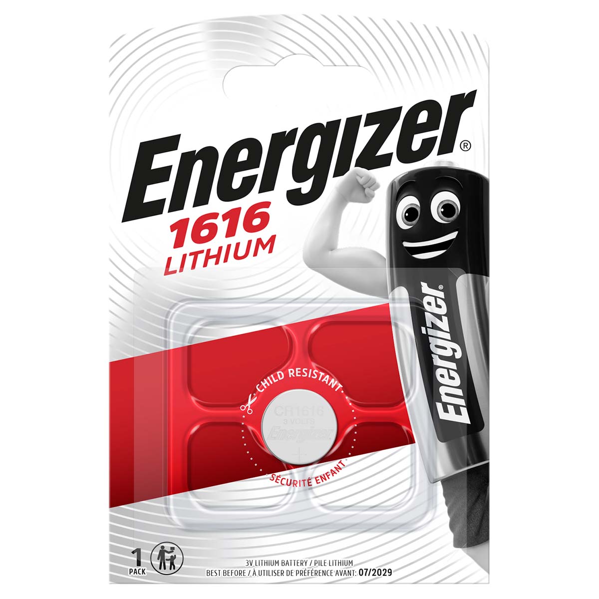 Energizer ECR1616BP Coin Cell Battery, 3 V Battery, 60 mA