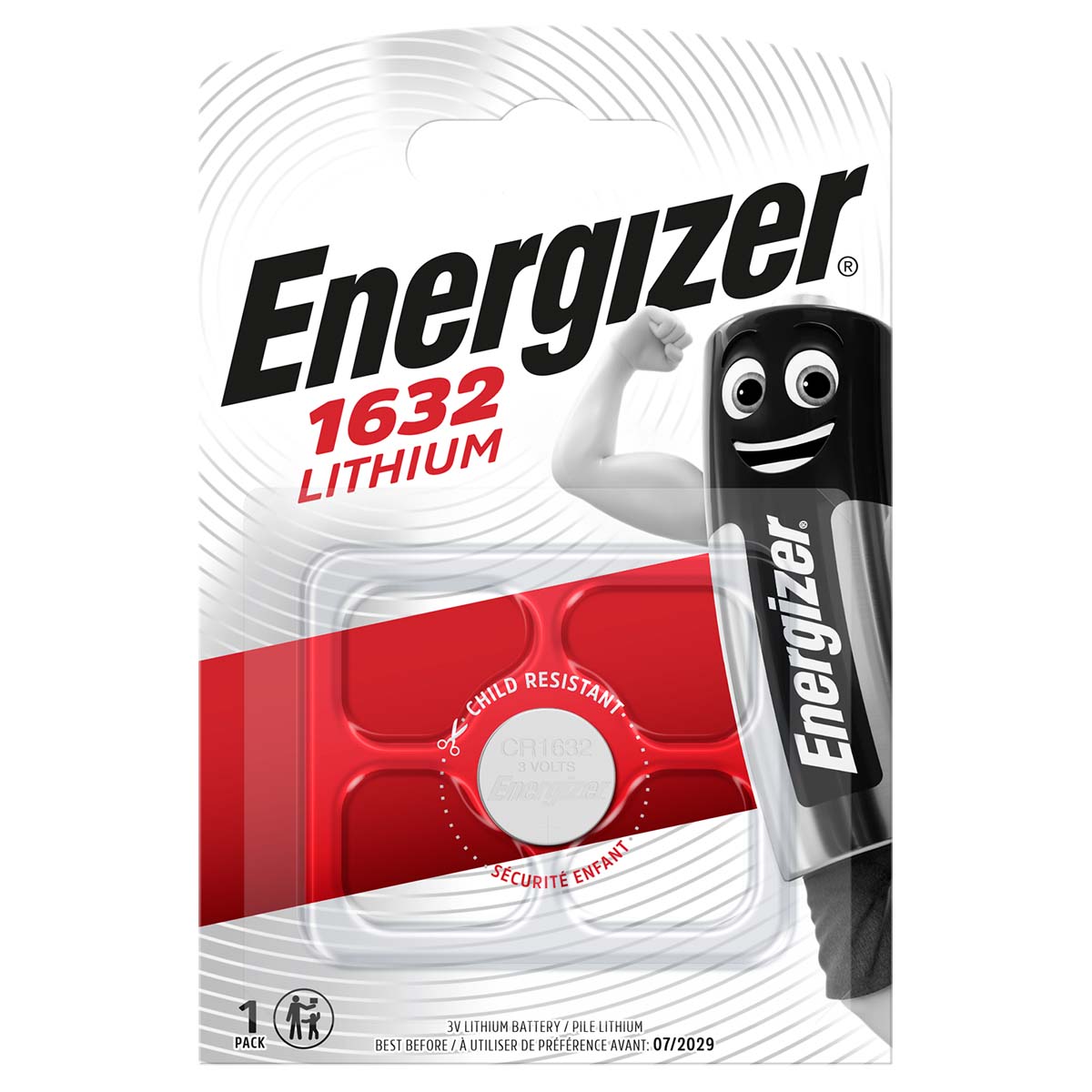 4 x Energizer CR 1632 3V Lithium Batterie Knopfzelle 130mAh im Blister 