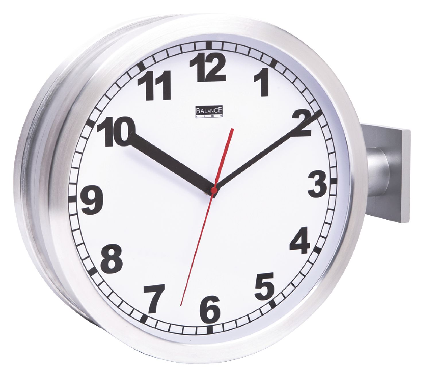 Double Sided Station Clock 38 Cm Analogue Silver White Nedis