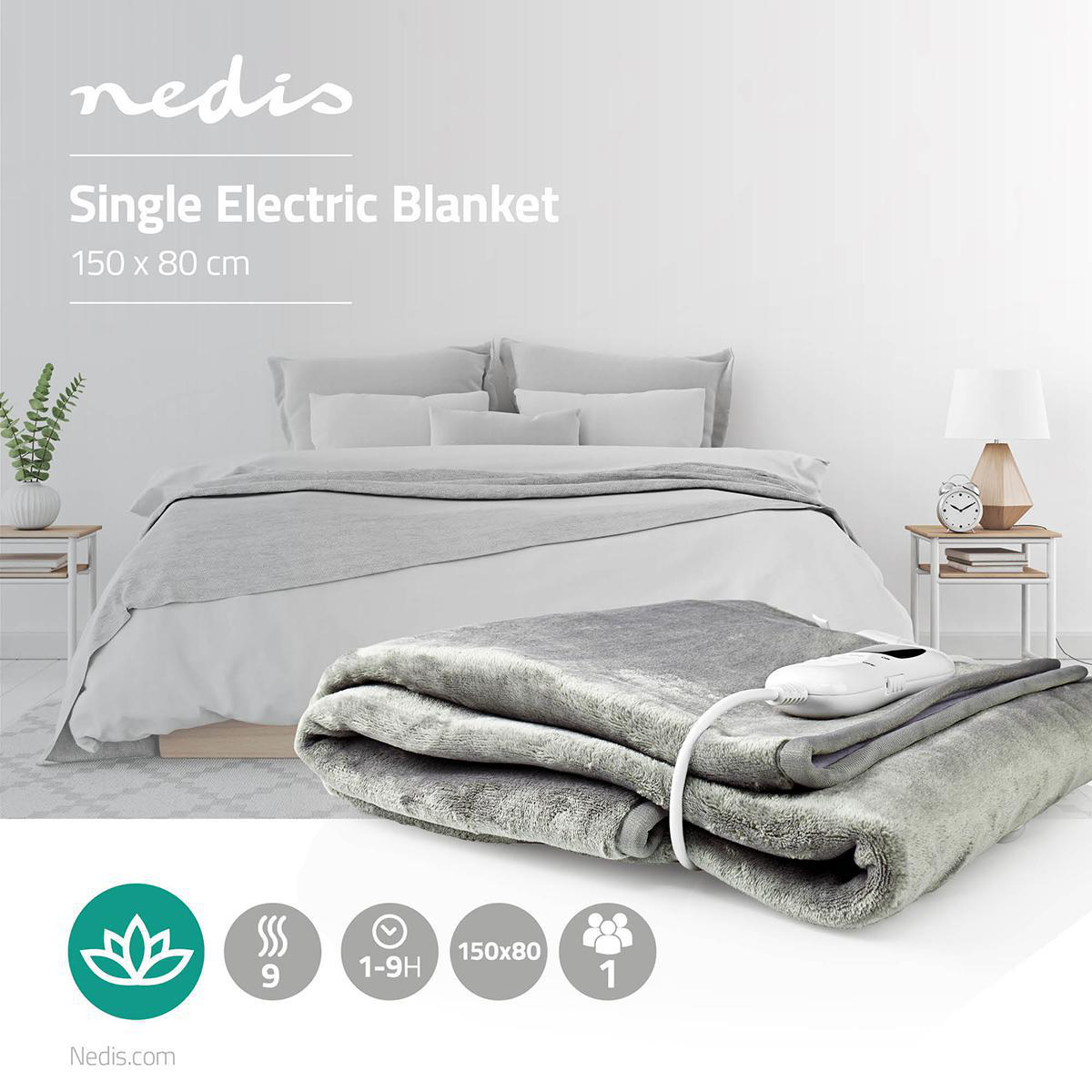 Electric Heated Throw Over Under Blanket Fleece Washable Polyester Warm Mattress 