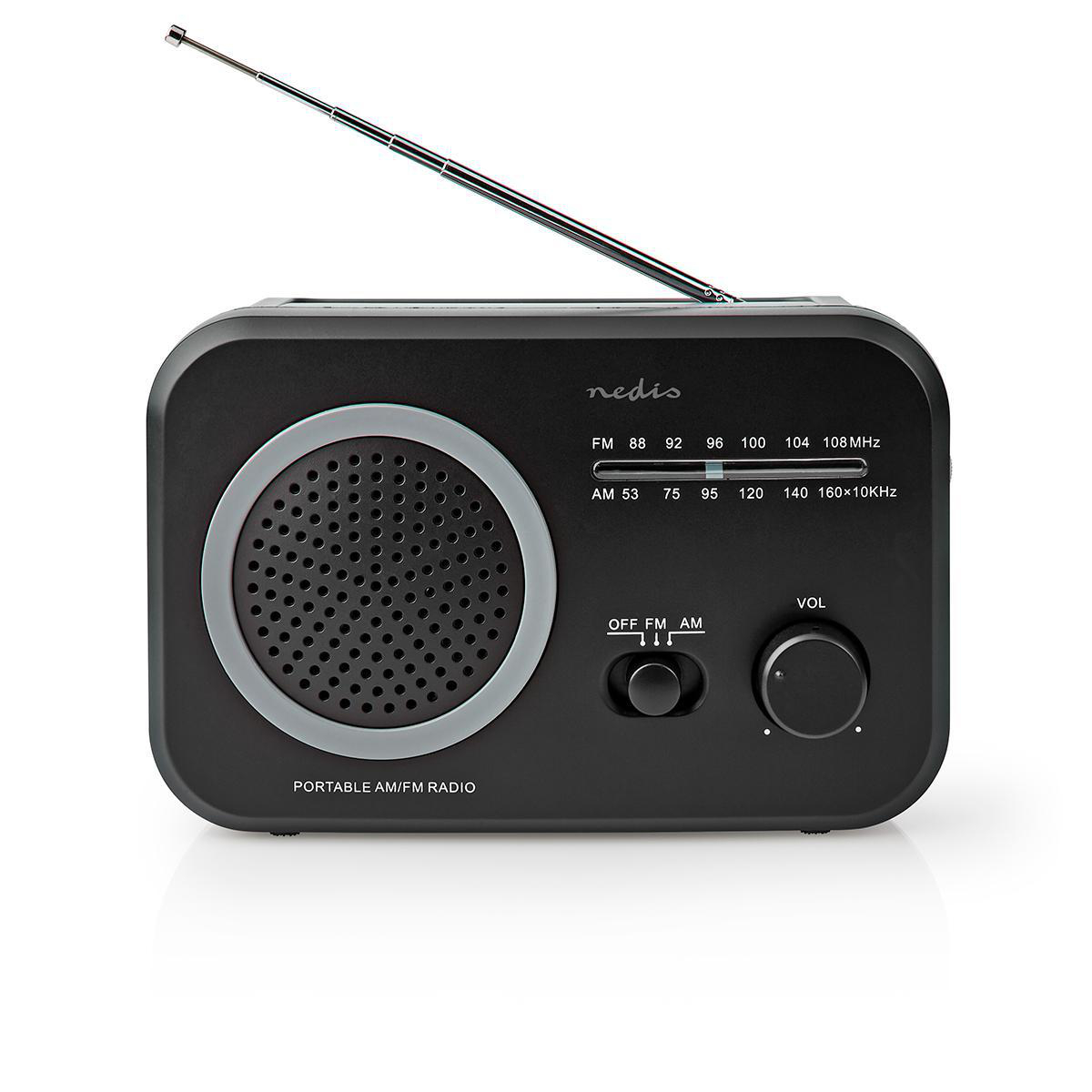 FM Radio | Portable Design | AM / FM | Battery Powered / Mains Powered |  Analogue  W | Black White Screen | Bluetooth® | Headphone output |  Carrying handle | Black / Grey